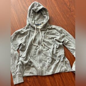 Polo Ralph Lauren Heather Gray Zip Hoodie with Navy Label